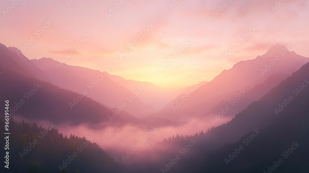 Fototapeta premium Misty Morning in the Mountains