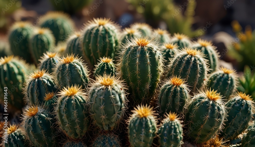 Vibrant Cactus Garden Close-Up Vibrant Cactus Garden Close-Up