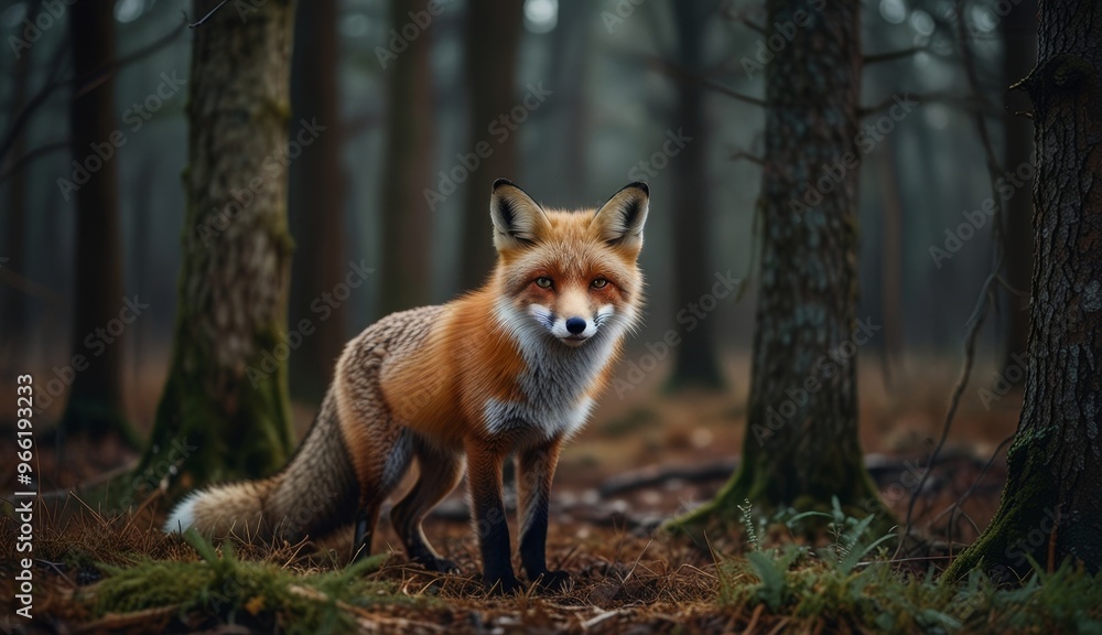 Fototapeta premium Majestic Red Fox in Forest