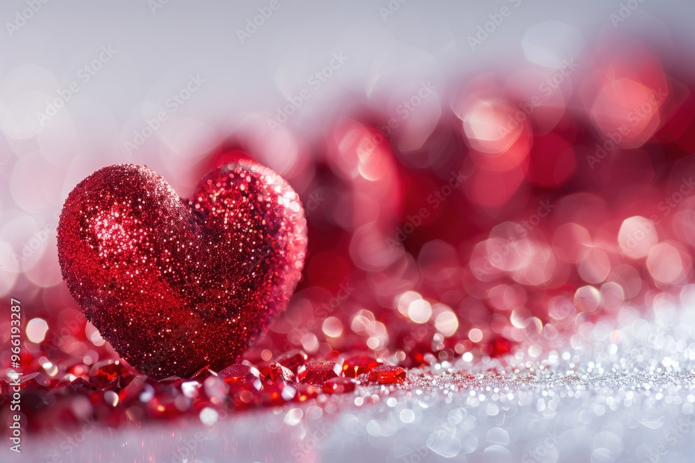 A heart made of glitter is on a white background A heart made of glitter is on a white background