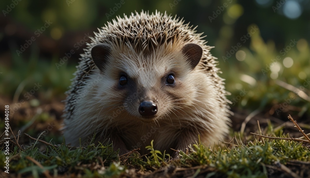Naklejka premium Adorable Hedgehog in Natural Habitat