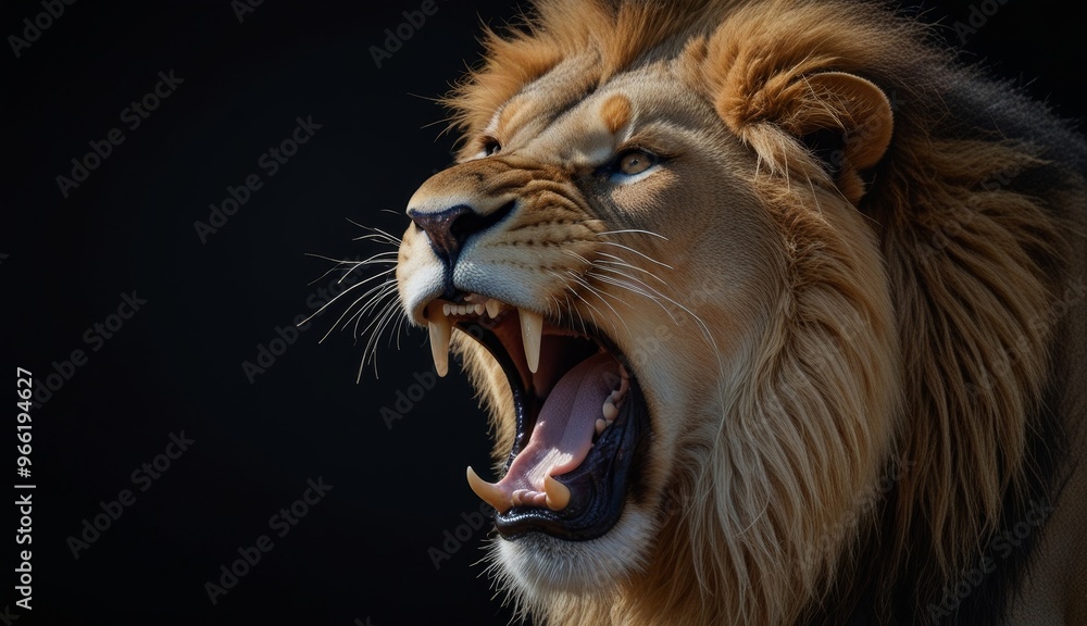 Fototapeta premium Majestic Roaring Lion Portrait