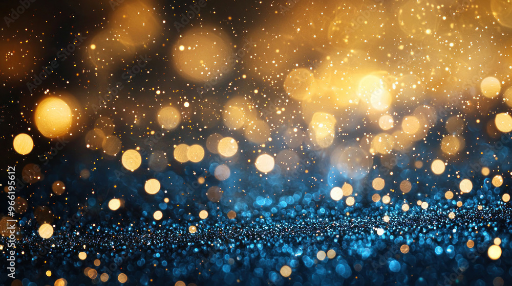 Obraz premium Blue and Gold Abstract Background with Bokeh - Perfect for New Year's Eve Cards, Invitations, and Posters