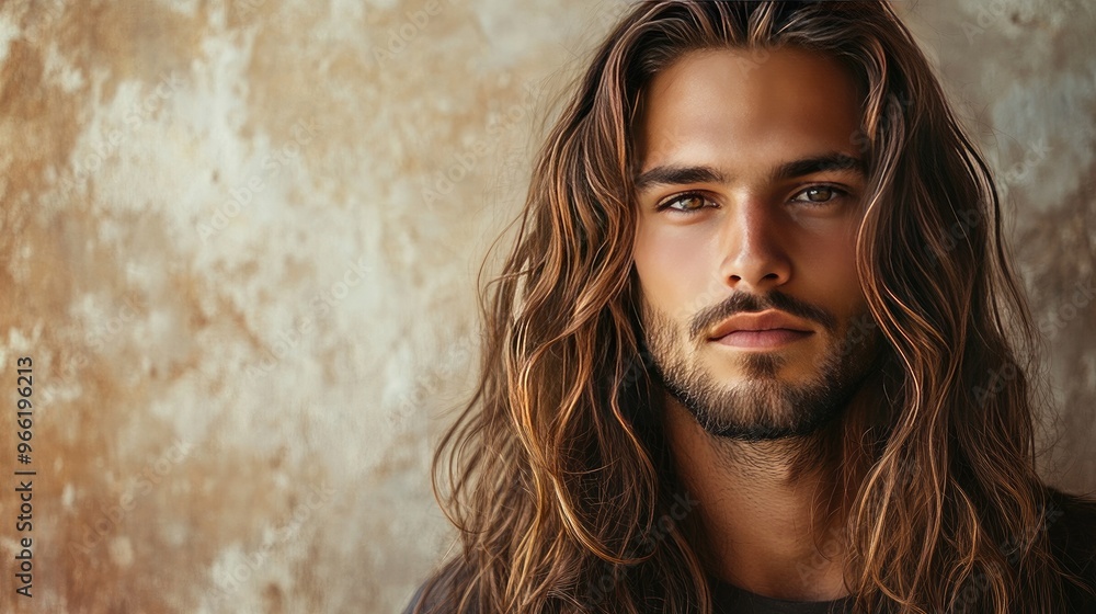 A man with a long, flowing hairstyle and natural waves, looking relaxed and casual against a soft, neutral background, highlighting the effortless elegance of long hair. A man with a long, flowing hairstyle and natural waves, looking relaxed and casual against a soft, neutral background, highlighting the effortless elegance of long hair.