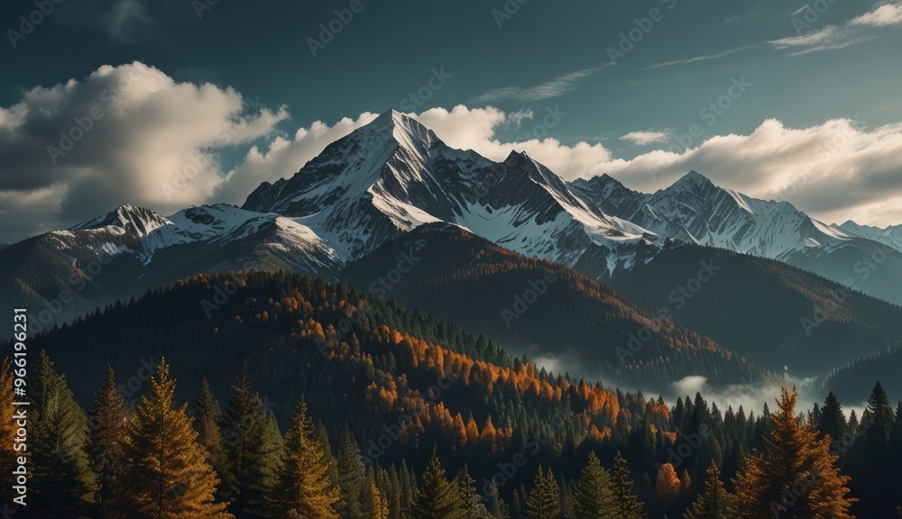 Obraz premium Majestic Mountain Landscape in Autumn Light