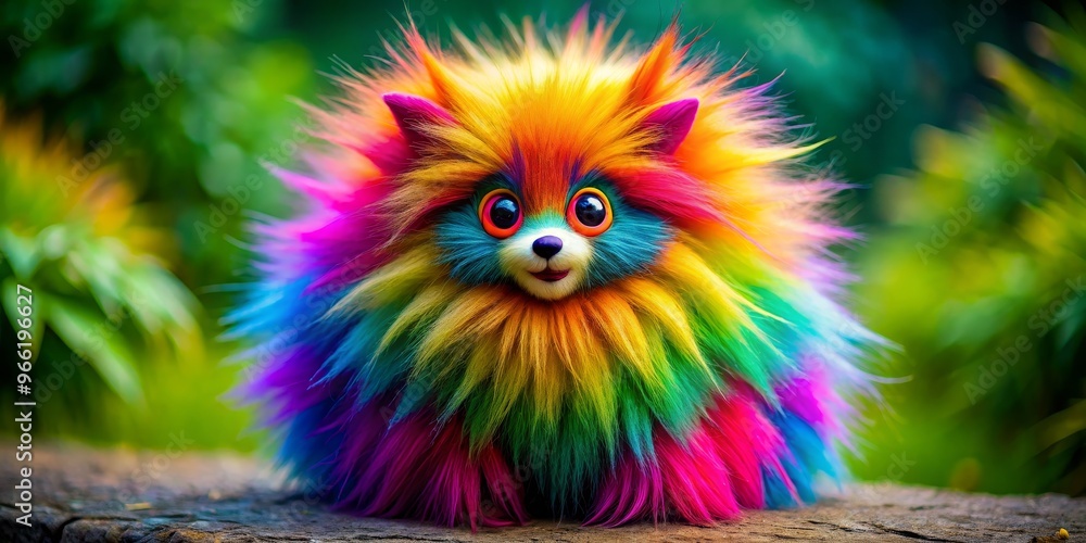 Rainbow Furry Creature, Digital Art, Fantasy, Cute, Animals Rainbow Furry Creature, Digital Art, Fantasy, Cute, Animals