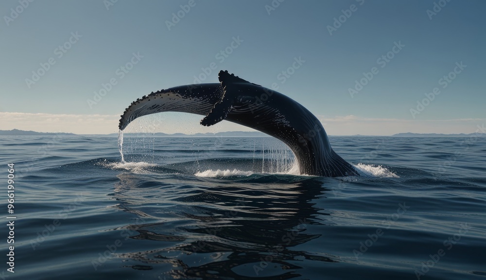 Obraz premium Majestic Whale Tail Emerging from Ocean
