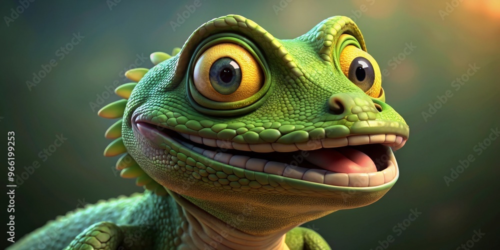 Smiling Lizard Close-up - 3D Digital Art, Lizard, 3D Rendering Smiling Lizard Close-up - 3D Digital Art, Lizard, 3D Rendering