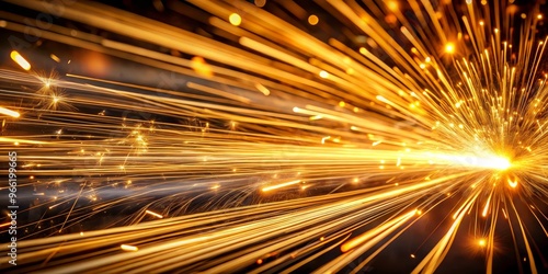 Sparks Fly From a Welding Torch, Close-up, Golden, Black Background, Welding, Spark, Light