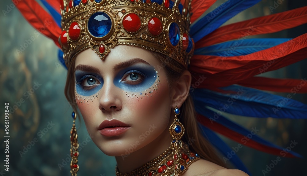 Regal Beauty in Vibrant Costume Regal Beauty in Vibrant Costume