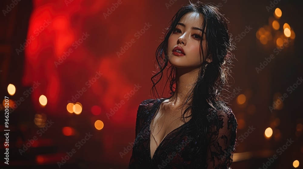 Naklejka premium Captivating Opera Singer Performing on Stage with Passion and Grace