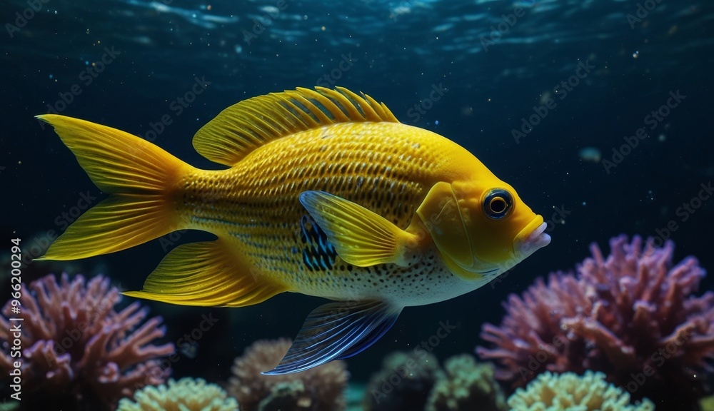 Vibrant Yellow Fish in Coral Reef Vibrant Yellow Fish in Coral Reef