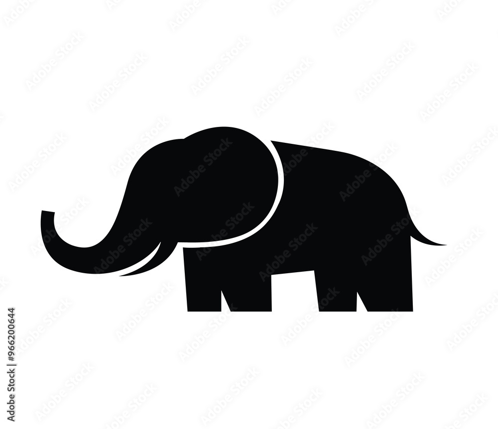 Fototapeta premium Creative Black Elephant Shape Walking Logo Vector Symbol Design Illustration