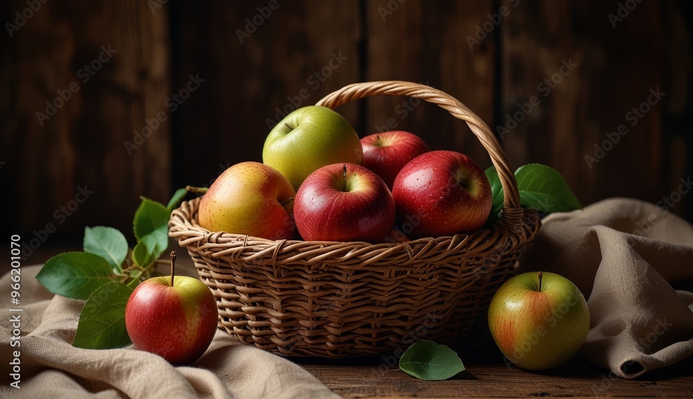 Fresh Apples in Rustic Basket Fresh Apples in Rustic Basket