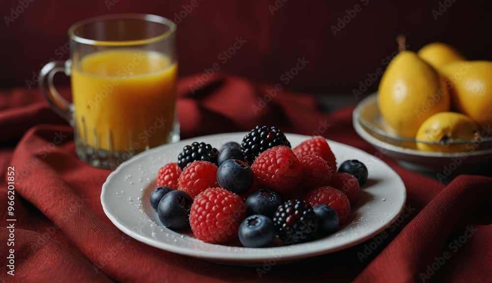 Fresh Berry Delight on Plate Fresh Berry Delight on Plate