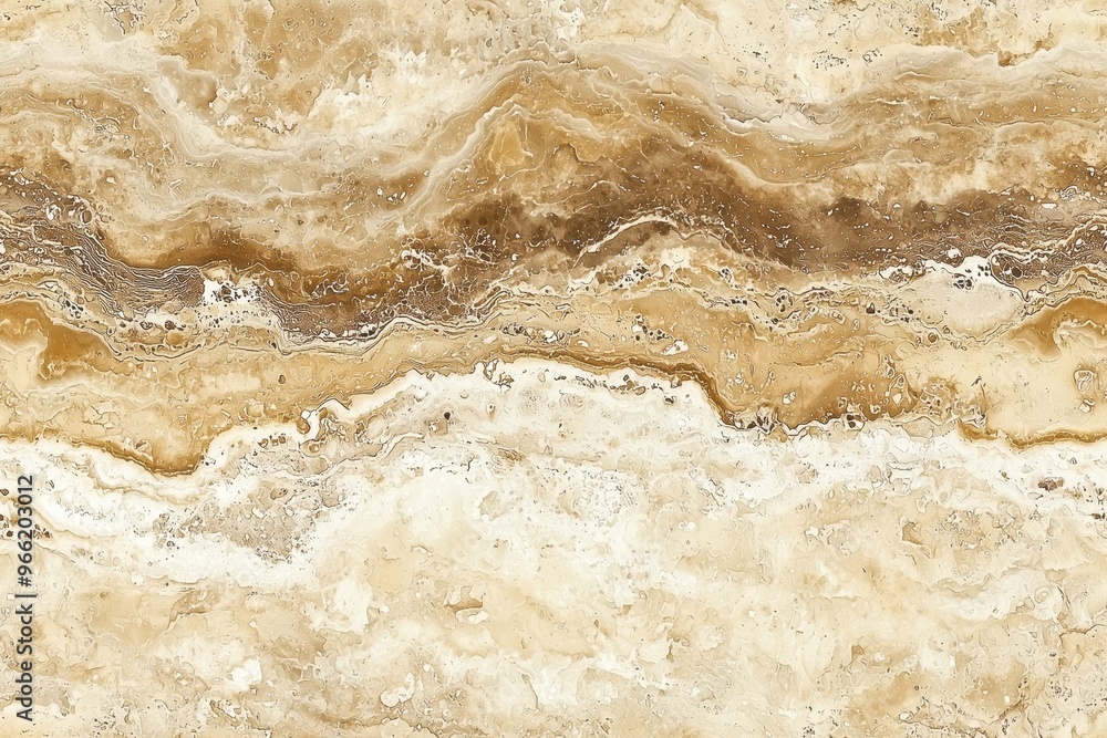Natural stone surface featuring intricate patterns in shades of beige, brown, and cream. The wavy lines and textures create a beautiful, organic look, ideal for backgrounds or interior design. Natural stone surface featuring intricate patterns in shades of beige, brown, and cream. The wavy lines and textures create a beautiful, organic look, ideal for backgrounds or interior design.