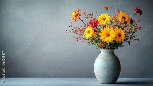 Wallpaper Mural Vibrant Autumnal Bouquet in Ceramic Vase with Cozy Vibes Torontodigital.ca