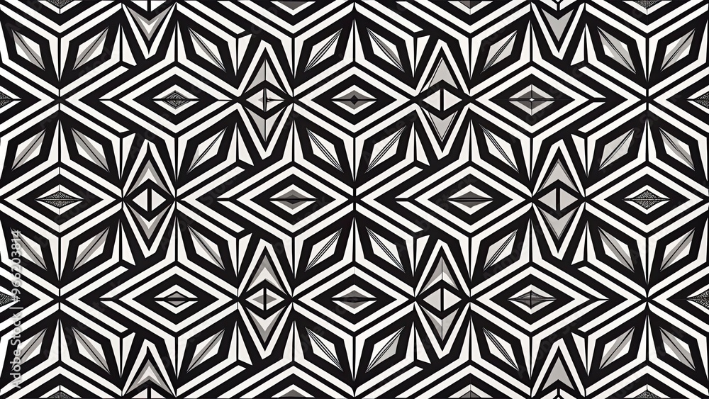 Bold black and white geometric pattern creates visual intrigue. Bold black and white geometric pattern creates visual intrigue.