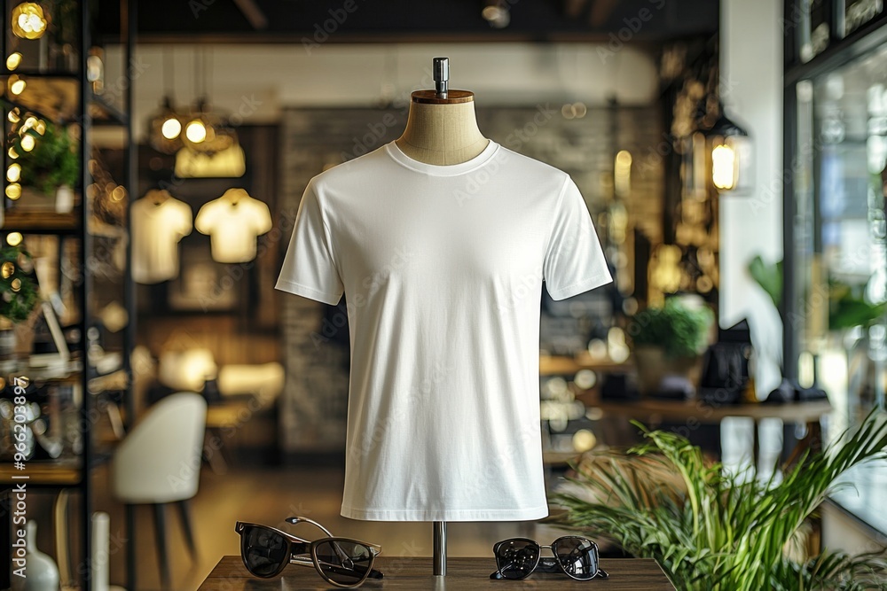 Tshirt on stylish mannequin in boutique background created with Generative AI Tshirt on stylish mannequin in boutique background created with Generative AI
