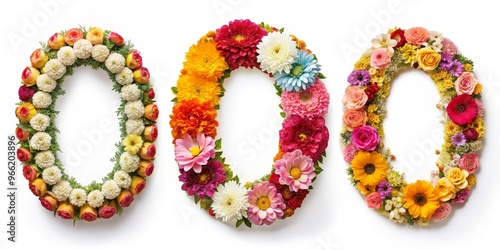 Triple Zero Floral Numeral, Flower, Number, Wreath