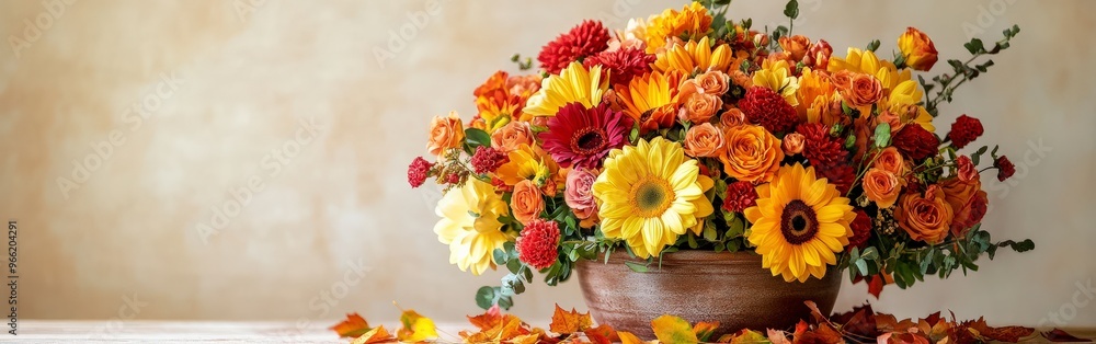 Vibrant Autumnal Bouquet in Ceramic Vase with Cozy Vibes Vibrant Autumnal Bouquet in Ceramic Vase with Cozy Vibes