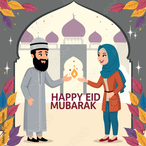 Warm Eid Mubarak Greetings Illustration







