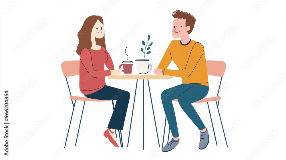 Couple enjoying a morning coffee together. Couple enjoying a morning coffee together.
