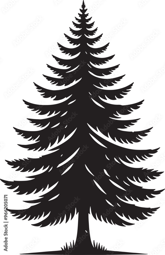 Pine Tree Silhouette Vector Illustration Pine Tree Silhouette Vector Illustration