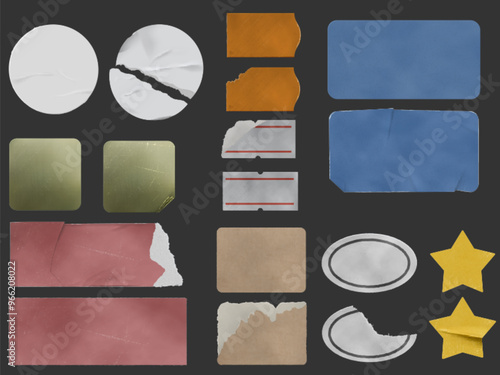 Old paper stickers and labels vector set