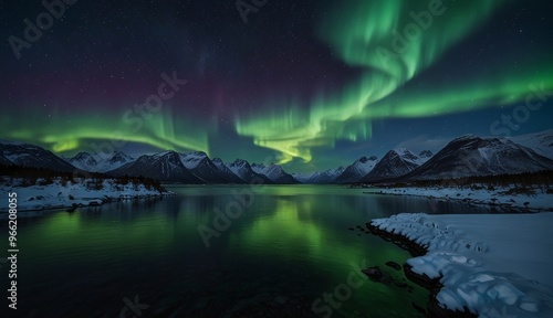 Majestic Northern Lights Over Mountains