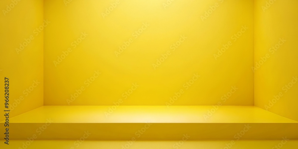 A Minimalist Yellow Room with a Platform, Minimalism, Abstract, Geometry A Minimalist Yellow Room with a Platform, Minimalism, Abstract, Geometry