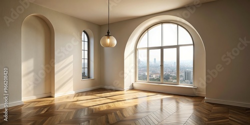 Arched Window with City Vie...