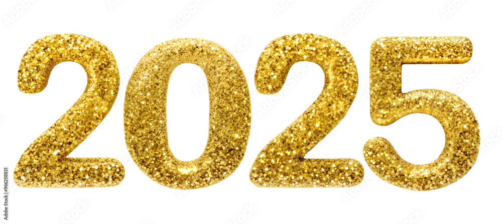Sparkling 2025 Golden Glitter Typography Isolated on White Transparent Background, PNG Element Sparkling 2025 Golden Glitter Typography Isolated on White Transparent Background, PNG Element