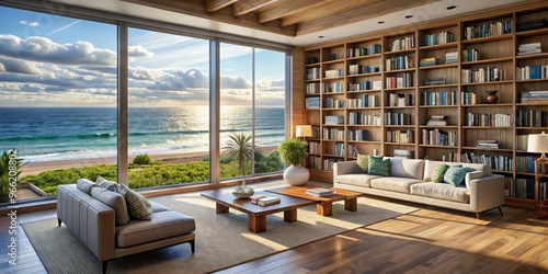 Coastal Living Room with Oc...