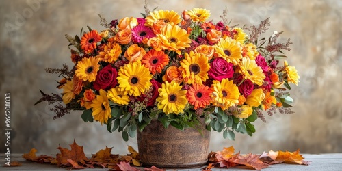 Wallpaper Mural Vibrant Autumnal Bouquet in Ceramic Vase with Cozy Vibes Torontodigital.ca