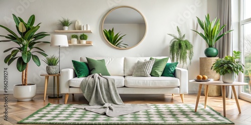 Cozy Living Room with Green...