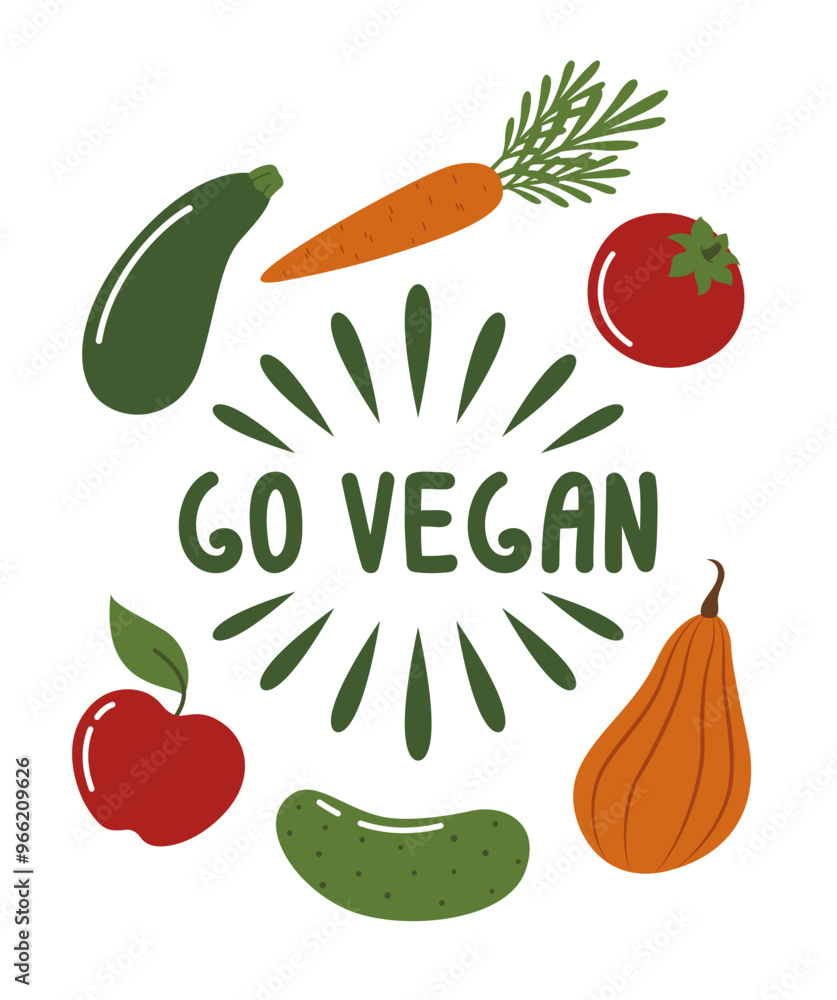 Vector vegan concept art with vegetables Vector vegan concept art with vegetables