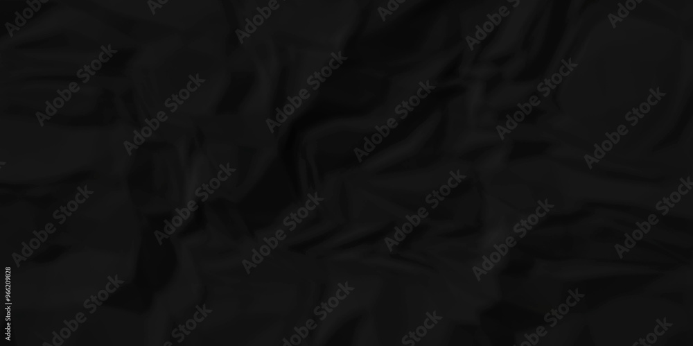 Crumpled texture of dark black wrinkle chaotic paper. old crumple black paper sheet abstract shape background space for text.	
