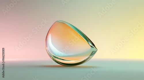 A 3D  abstract glass sphere with a colorful gradient. The sphere is partially translucent, allowing the light to shine through and create a beautiful interplay of colors. The sphere represents fragili photo