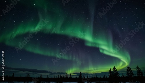 Majestic Northern Lights Over Forest photo