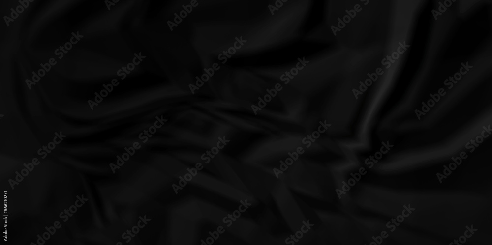 Fototapeta premium Crumpled texture of dark black wrinkle chaotic paper. old crumple black paper sheet abstract shape background space for text. 