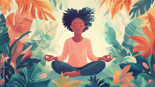 a commercial podcast cover image illustration for a show called Mindful Mama, featuring affirmations and guided meditations around parenthood, the focal point should be in the center of the frame 