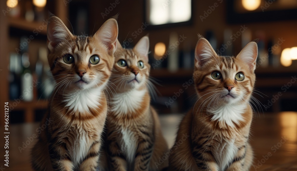 Fototapeta premium Curious Cats in Cozy Setting
