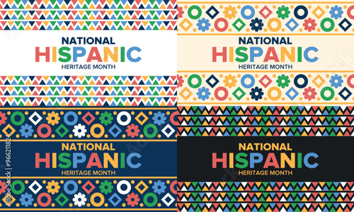 National Hispanic Heritage Month in September and October. Hispanic and Latino Americans culture. Celebrate annual in United States. Poster, card, banner and background. Vector illustration