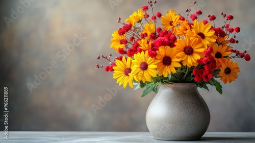 Wallpaper Mural Vibrant Autumnal Bouquet in Ceramic Vase with Cozy Vibes Torontodigital.ca