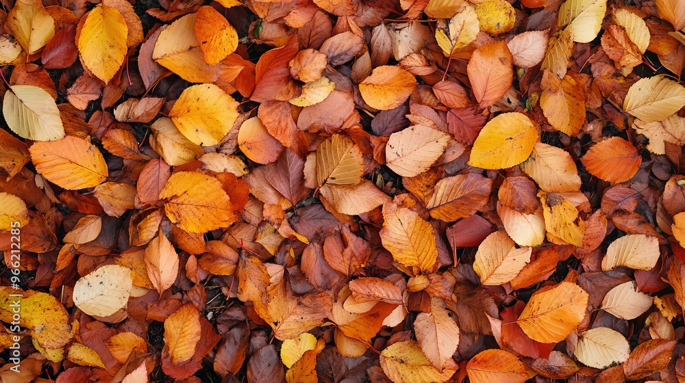 A carpet of autumn leaves after a fall of rain A carpet of autumn leaves after a fall of rain