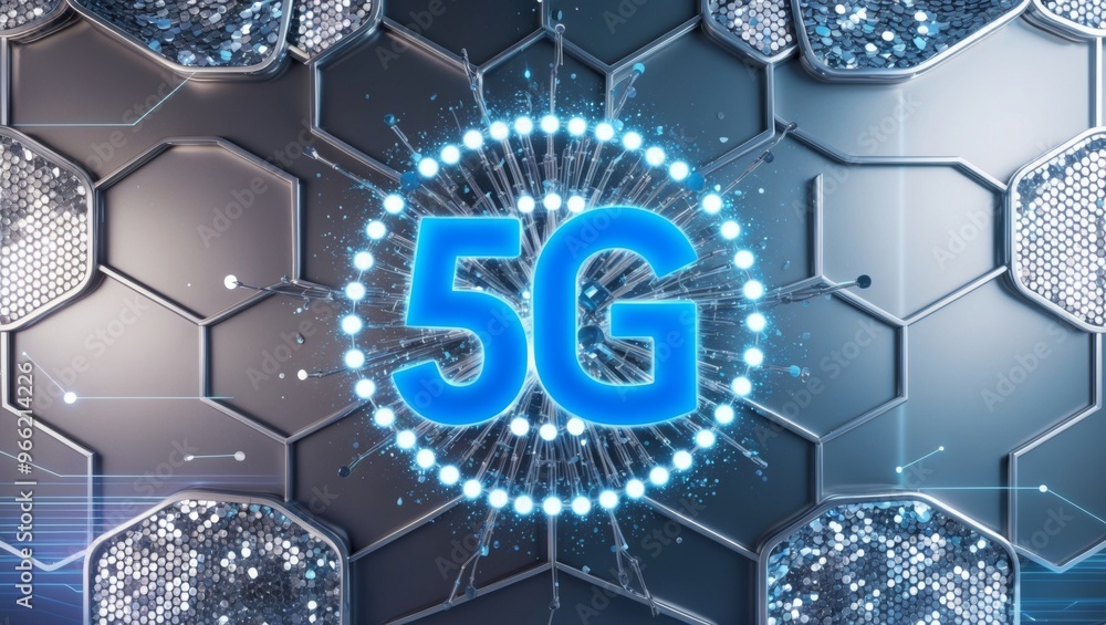 Obraz premium A digital illustration of 5G network technology