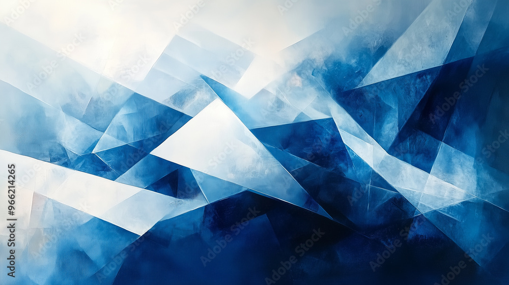 Abstract painting with blue and white shapes and geometric lines. A modern painting with a light texture. AI generative Abstract painting with blue and white shapes and geometric lines. A modern painting with a light texture. AI generative