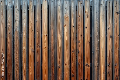 Wooden fence with vertical planks, showcasing a variety of wood tones and textures. The wood appears weathered and natural, with visible knots and grain patterns.