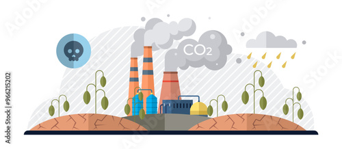 Carbon dioxide vector illustration. Efforts to combat environmental damage focus on reducing carbon footprints The pervasive issue carbon dioxide pollution calls for immediate intervention